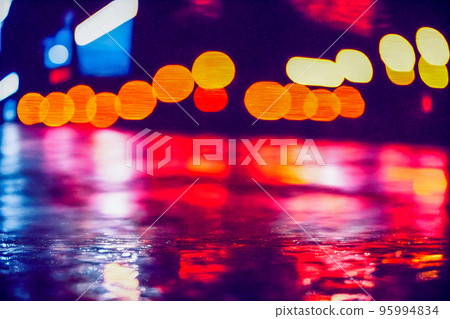 Night city lights, rain, bokeh, flares, reflections. 3d Night city lights, rain, bokeh, flares, reflections. 3d 95994834