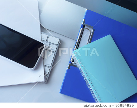 Business image of binders, documents, notebooks, personal computers, smartphones 95994959
