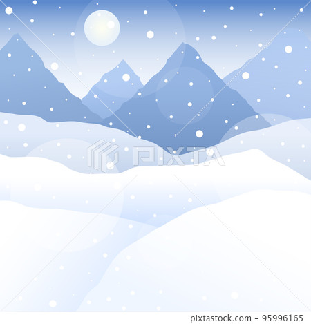 Winter landscape with snow and mountains. Vector illustration 95996165