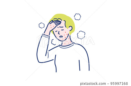 A woman suffering from fever and rash - Stock Illustration [95997168 ...