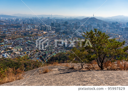 Seoul South Korea cityscape view from Inwangsan mountain 95997829