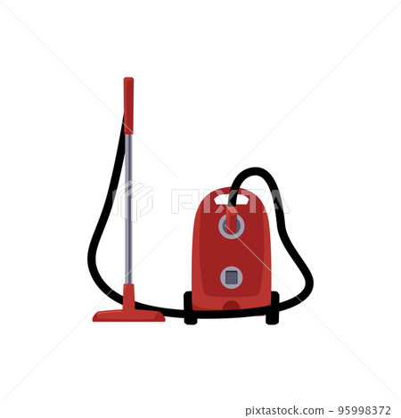 Cylinder vacuum cleaner, flat vector illustration isolated on white background. Cylinder vacuum cleaner, flat vector illustration isolated on white background. 95998372