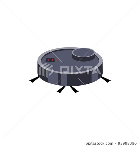 Modern robot vacuum cleaner, flat vector illustration isolated on white background. Modern robot vacuum cleaner, flat vector illustration isolated on white background. 95998380