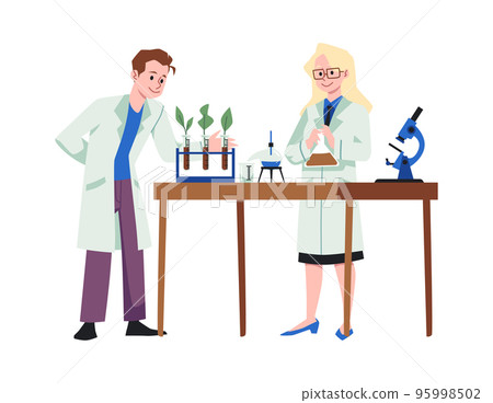Chemical and biological laboratory research of soil flat vector illustration. 95998502