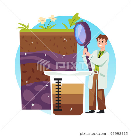 Scientist conducts soil laboratory analysis, flat vector illustration isolated. 95998515