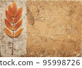 Brown designed grunge background with leaves. Vintage abstract texture 95998726