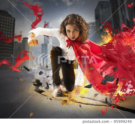 Determined hero businesswoman 95999240