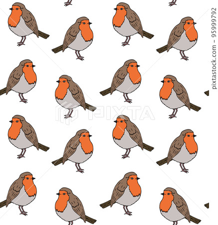 Vector seamless pattern of robin redbreast bird Vector seamless pattern of robin redbreast bird 95999792