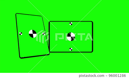 3D render of two TabletPC with a green background. Rotating in screen. With a green screen for easy keying. Computer generated image. Easy customizable. 3D Illustration. 3D render of two TabletPC with a green background. Rotating in screen. With a green screen for easy keying. Computer generated image. Easy customizable. 3D Illustration. 96001286