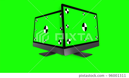 Two modern computers with green screen,... - Stock Illustration ...