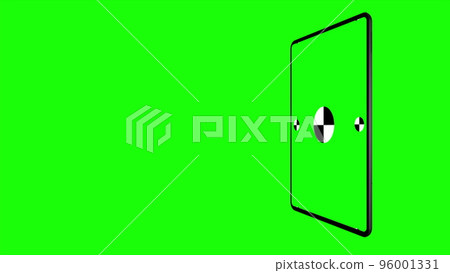 TabletPC turns on on green background. Easy customizable green screen. Computer generated image. 3D Illustration. 96001331