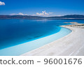 Blue Salda lake. Aerial view of beautiful white sand beach and unreal blue coastline. 96001676