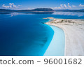 Blue Salda lake. Aerial view of beautiful white sand beach and unreal blue coastline. 96001682