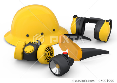 Set of construction wear for repair and installation on white background Set of construction wear for repair and installation on white background 96001990