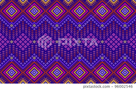 Geometric ethnic pattern, Pixel continuous zigzag style, Pink and blue pattern Nordic repetitive Geometric ethnic pattern, Pixel continuous zigzag style, Pink and blue pattern Nordic repetitive 96002546