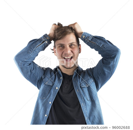 Boy shouting desperately 96002688