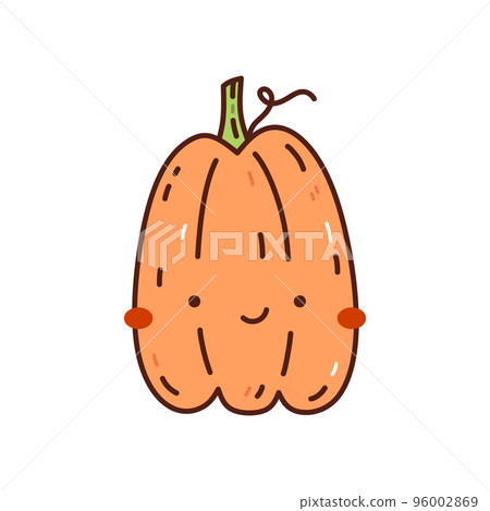 Cute and funny orange pumpkin isolated on white 96002869