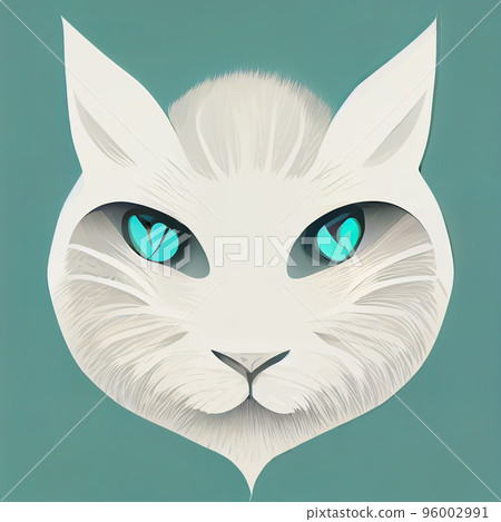 Muzzle of a cat on a green background. Flat image. Digital illustration. Digital illustration. Muzzle of a cat on a green background. Flat image. Digital illustration. Digital illustration. 96002991