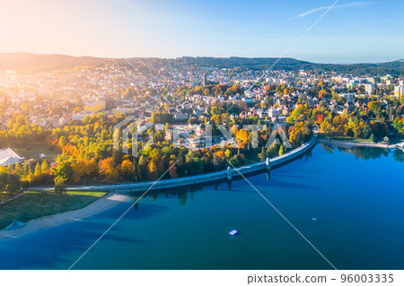 Mseno water reservoir in Jablonec nad Nisou from above 96003335