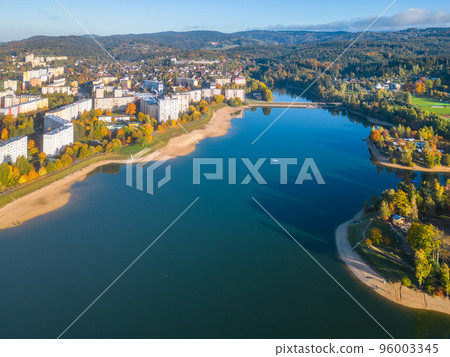 Mseno water reservoir in Jablonec nad Nisou from above Mseno water reservoir in Jablonec nad Nisou from above 96003345