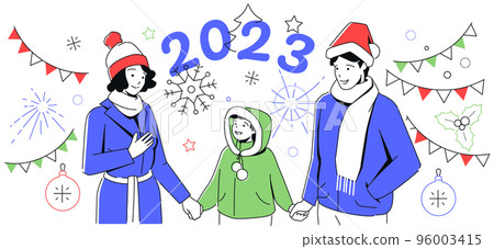 Happy New Year - modern line design style illustration 96003415