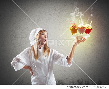 Chef surprised by pastries 96003787