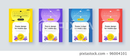 Simple set of Wallet, Contactless payment and Loan percent line icons. Poster offer design with phone interface mockup. Include Account icons. For web, application. Vector Simple set of Wallet, Contactless payment and Loan percent line icons. Poster offer design with phone interface mockup. Include Account icons. For web, application. Vector 96004101