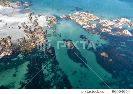 Aerial view of rocks at Cloughcorr beach on Arranmore Island in County Donegal, Republic of Ireland Aerial view of rocks at Cloughcorr beach on Arranmore Island in County Donegal, Republic of Ireland 96004604