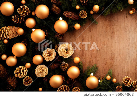 3d illustration of copy space, place holder with christmas decoration on wooden background 3d illustration of copy space, place holder with christmas decoration on wooden background 96004868