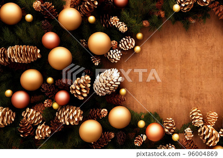 3d illustration of copy space, place holder with christmas decoration. 3d illustration of copy space, place holder with christmas decoration. 96004869