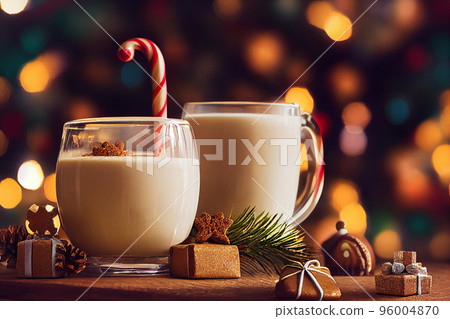 3d illustration of eggnog in glass with gingerbread on wooden background,christmas mood 3d illustration of eggnog in glass with gingerbread on wooden background,christmas mood 96004870