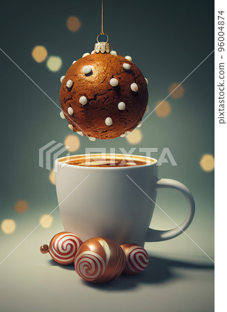 3d illustration of gingerbread latte and gingerbread ornament. 3d illustration of gingerbread latte and gingerbread ornament. 96004874