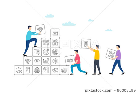 5G technology line icons. People team work concept. Mobile network, fast internet, phone connection. Hotspot signal, mobile telecommunications, wifi internet icons. Vector 5G technology line icons. People team work concept. Mobile network, fast internet, phone connection. Hotspot signal, mobile telecommunications, wifi internet icons. Vector 96005199