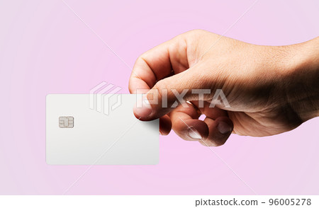 Man's hand holding credit card. 96005278