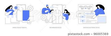 Used gadgets abstract concept vector illustrations. Used gadgets abstract concept vector illustrations. 96005369
