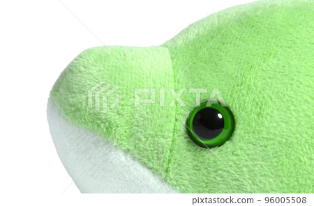 Pliuche green toy on white, closeup Pliuche green toy on white, closeup 96005508