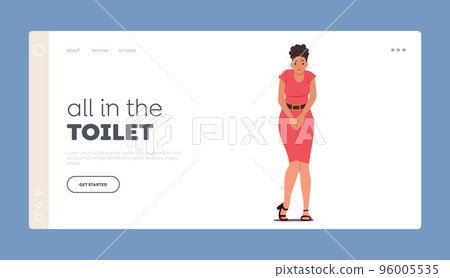 Unhappy Female Character Wait Toilet Landing Page Template. Girl Urgently Need To Pee Or Poop. Problem With Urination Unhappy Female Character Wait Toilet Landing Page Template. Girl Urgently Need To Pee Or Poop. Problem With Urination 96005535