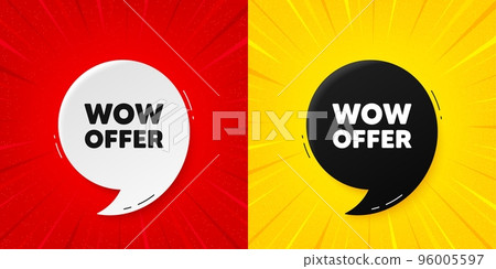 Wow offer tag. Flash offer banner with quote. Special Sale price sign. Advertising Discounts symbol. Starburst beam banner. Wow offer speech bubble. Vector Wow offer tag. Flash offer banner with quote. Special Sale price sign. Advertising Discounts symbol. Starburst beam banner. Wow offer speech bubble. Vector 96005597