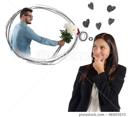 Businesswoman thinking about boyfriend 96005635