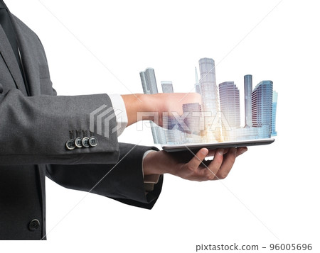 Architect shows the projection of urban project 96005696