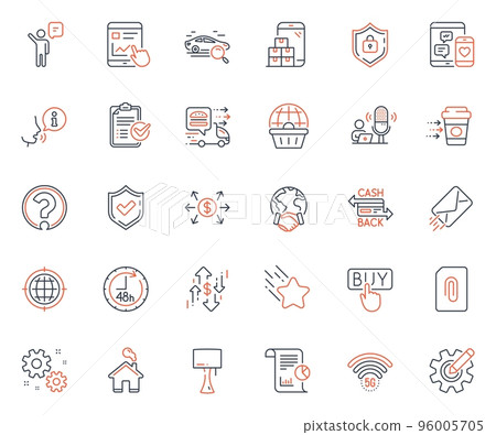 Technology icons set. Included icon as Work, Internet report and Mobile inventory web elements. E-mail, Attachment, 48 hours icons. Survey checklist, Shield, Buying web signs. Search car. Vector Technology icons set. Included icon as Work, Internet report and Mobile inventory web elements. E-mail, Attachment, 48 hours icons. Survey checklist, Shield, Buying web signs. Search car. Vector 96005705