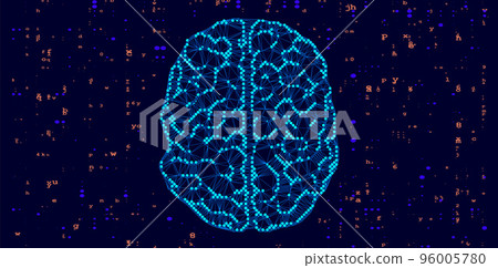 Human brain visualization. Futuristic Artificial intelligence concept. Cyber mind aesthetic design 96005780