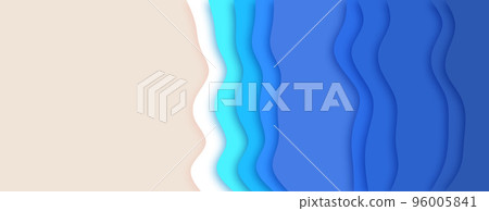 Sea waves and sand beach, abstract bright layered backdrop in papercut style Sea waves and sand beach, abstract bright layered backdrop in papercut style 96005841