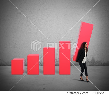 Businesswoman raise the profit Businesswoman raise the profit 96005846