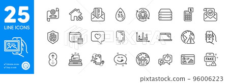 Outline icons set. Internet warning, Smartphone recovery and Flights application icons. Cogwheel blueprint, Credit card, Survey results web elements. Like, Seo statistics, Parking app signs. Vector Outline icons set. Internet warning, Smartphone recovery and Flights application icons. Cogwheel blueprint, Credit card, Survey results web elements. Like, Seo statistics, Parking app signs. Vector 96006223