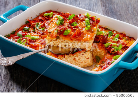 Riced Cauliflower Breakfast Bake, top view Riced Cauliflower Breakfast Bake, top view 96006503