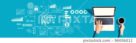 NFT theme with person using a laptop 96006812