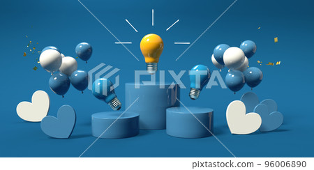 Light bulbs with hearts and balloons - 3D Light bulbs with hearts and balloons - 3D 96006890
