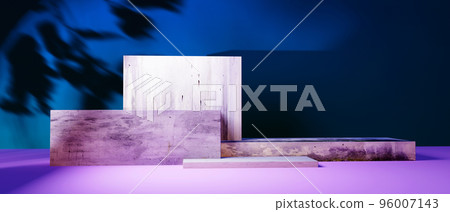 Rectangle stage podium with shadow of tree - 3D 96007143