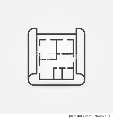 House Plan On Blueprint linear vector concept icon - Stock Illustration ...